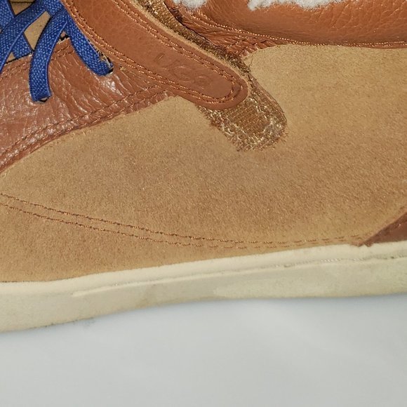 UGG Youth Chestnut Brown Leather/Suede Chukka Boot Boy's Size 8.5 - Pre-Owned - Picture 5 of 7